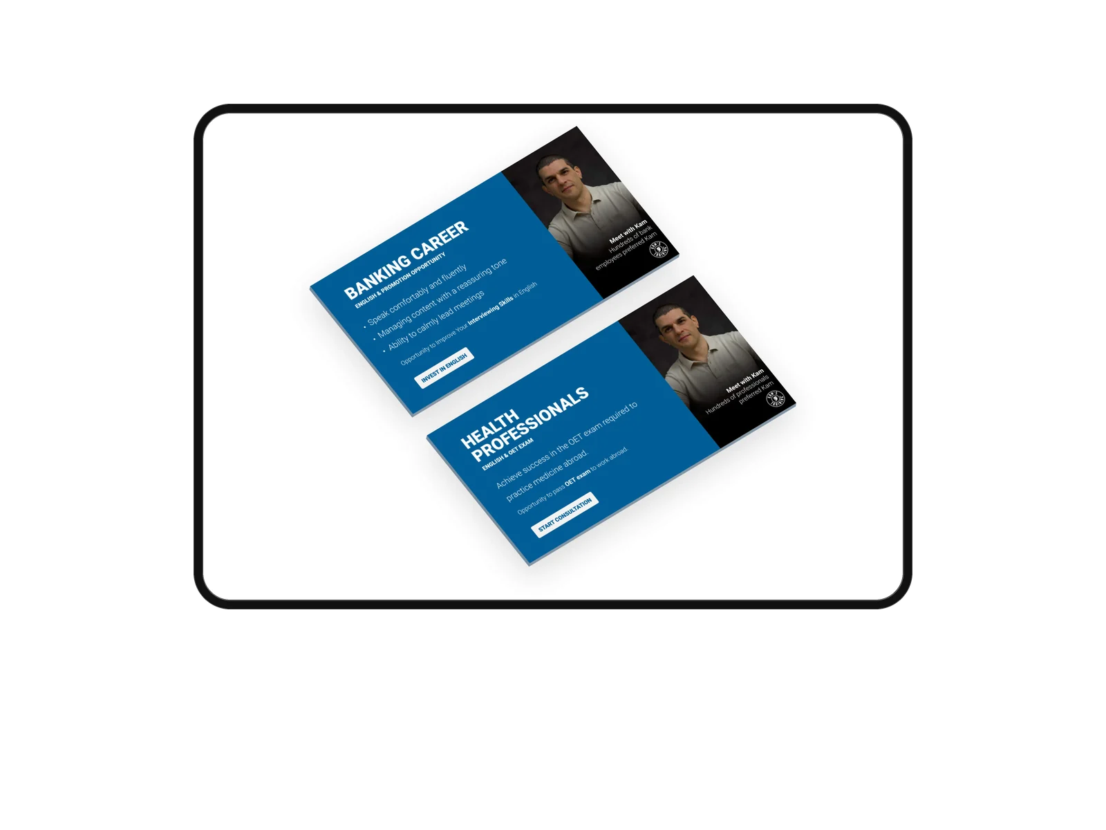 Kam’s Training on a tablet: a LinkedIn post in the brand’s voice