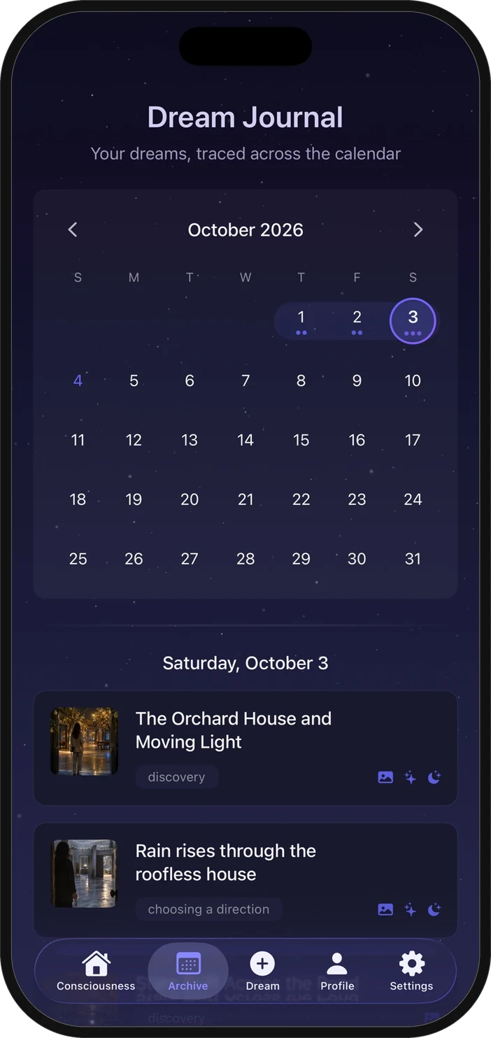 Dorma on a phone: the dream journal across a month