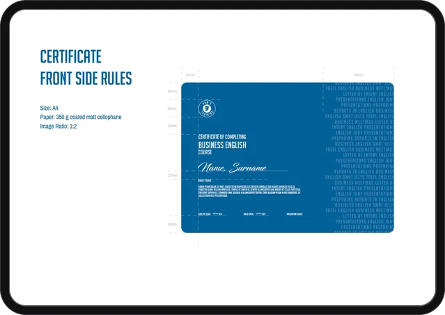 Kam’s Training on a tablet: the certificate of a business English course