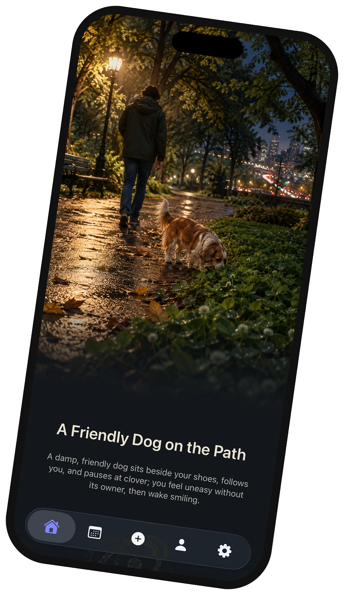Dorma: a dream turned into an image, “A Friendly Dog on the Path”